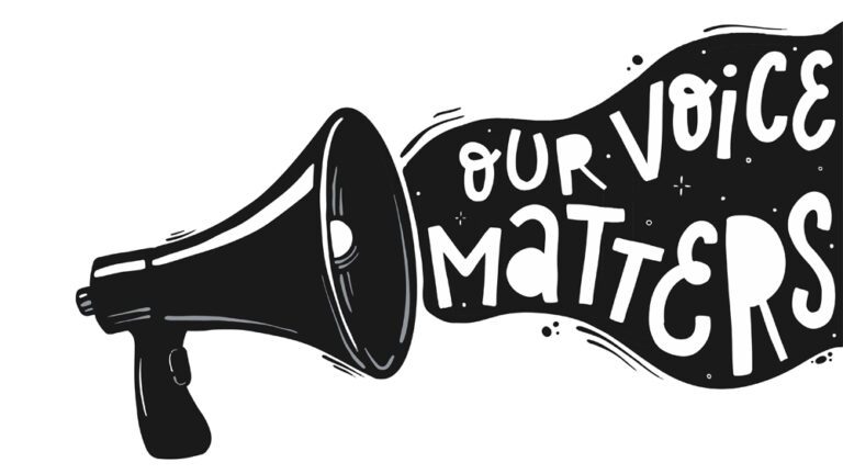 Creative hand lettering typography quote 'Your voice matters' go